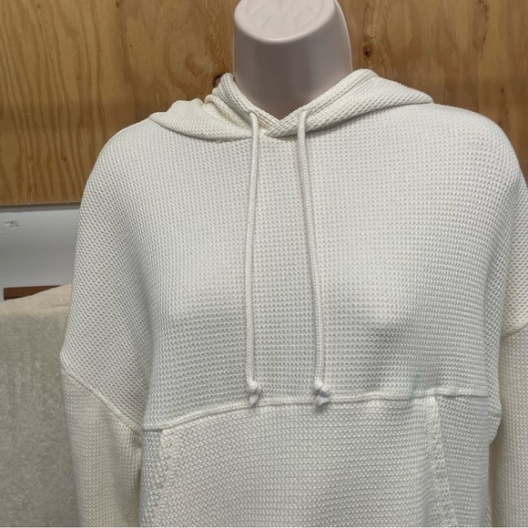 Yogalicious waffleknit pullover hoodie cream women’s small oversize activewear - Picture 4 of 8